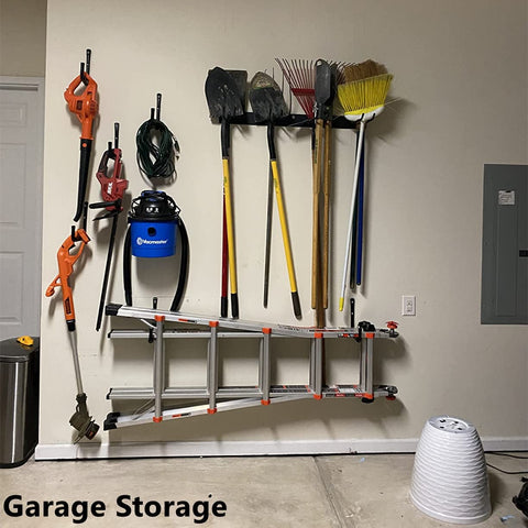Heavdace folding chair hanger saves garage floor space.