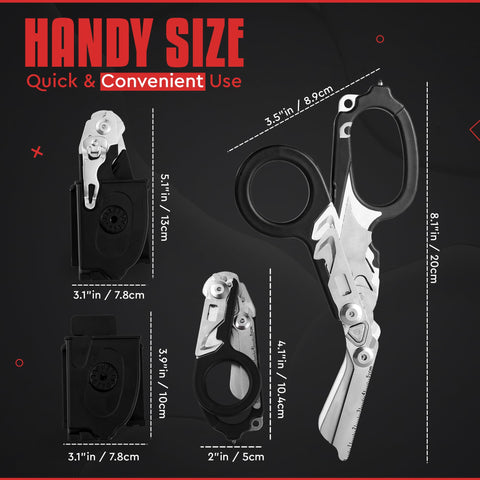Heavy Duty 6in-1 trauma shears holster ready for quick access on hikes.
