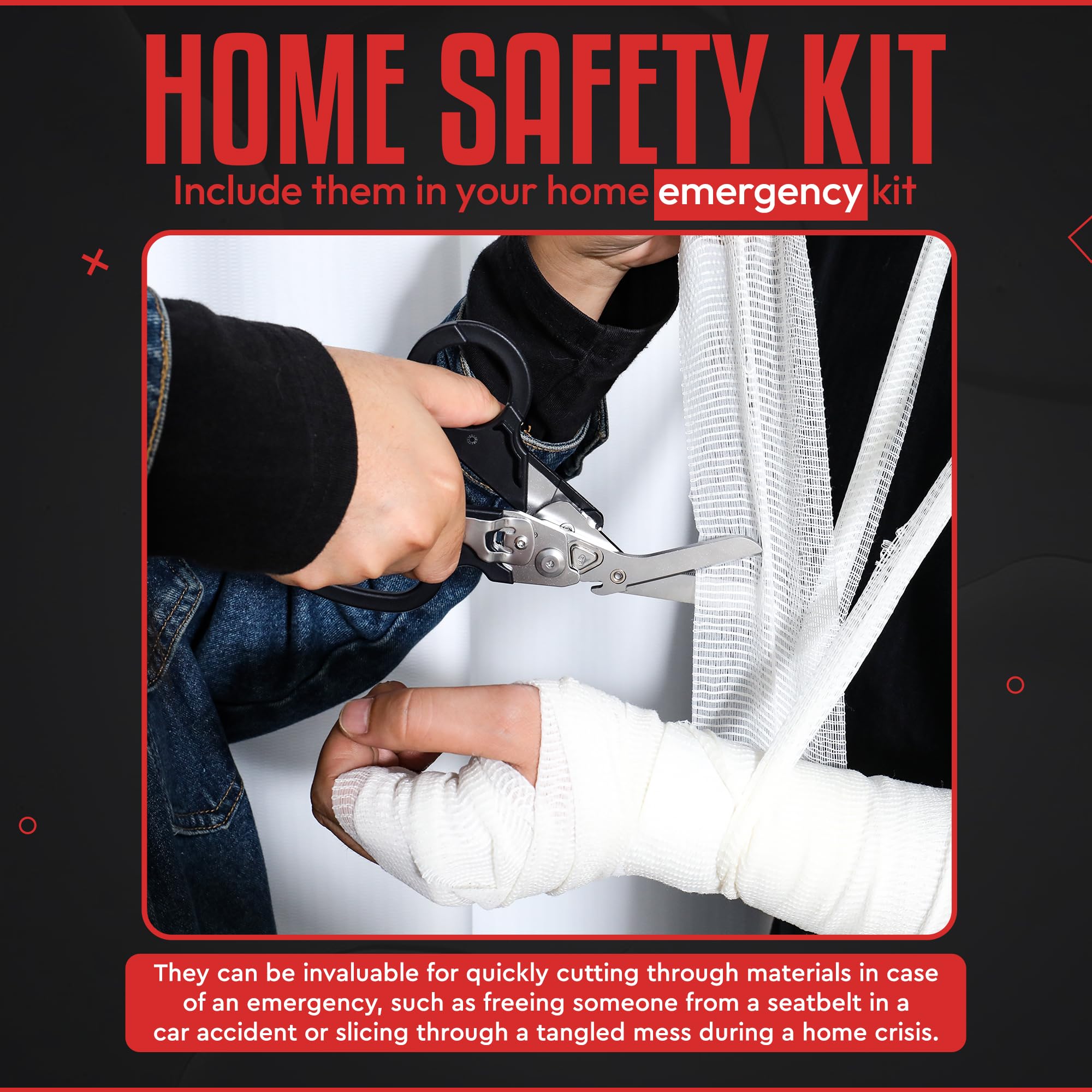 Heavy Duty 6in-1 trauma shears oxygen wrench saves time during setup.