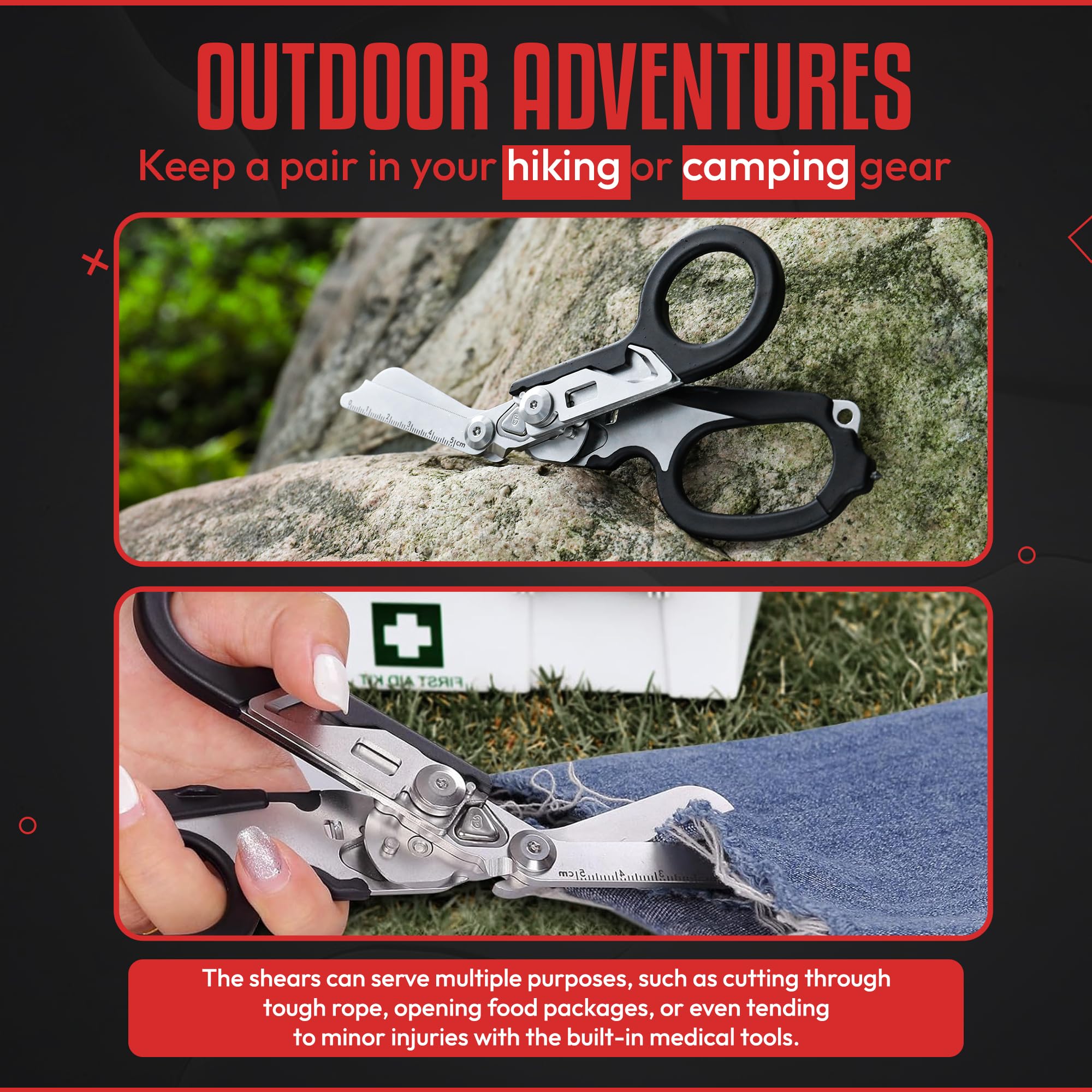Heavy Duty 6in-1 trauma shears ring cutter for precise cuts.