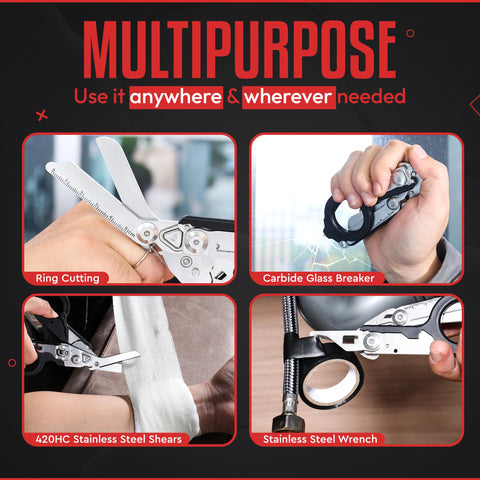 Heavy Duty 6in-1 trauma shears ruler helps quick measurements on site.