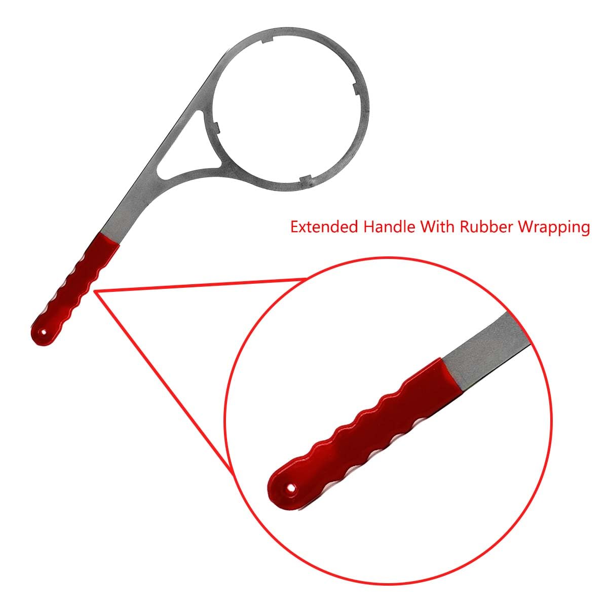 Heavy metal wrench with extended-handle design reduces fatigue during maintenance