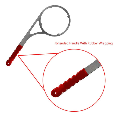 Heavy metal wrench with extended-handle design reduces fatigue during maintenance