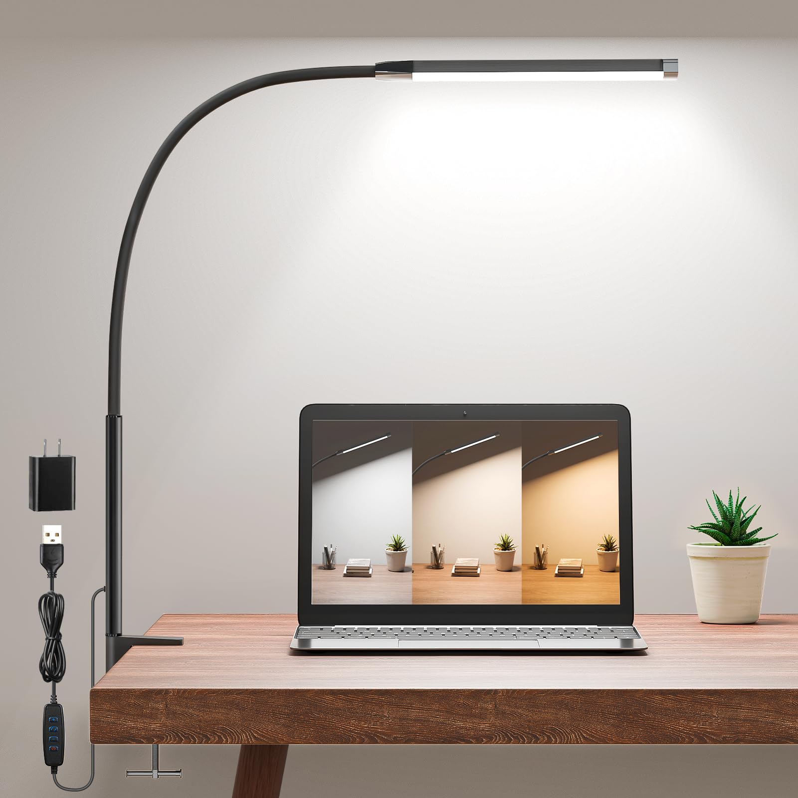 HECDSTLY desk lamp clip secures to your desk edge for space-saving lighting and easy access.