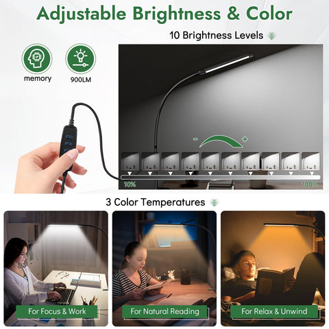 HECDSTLY soft rubber clamp pads protect surfaces while holding the lamp securely.