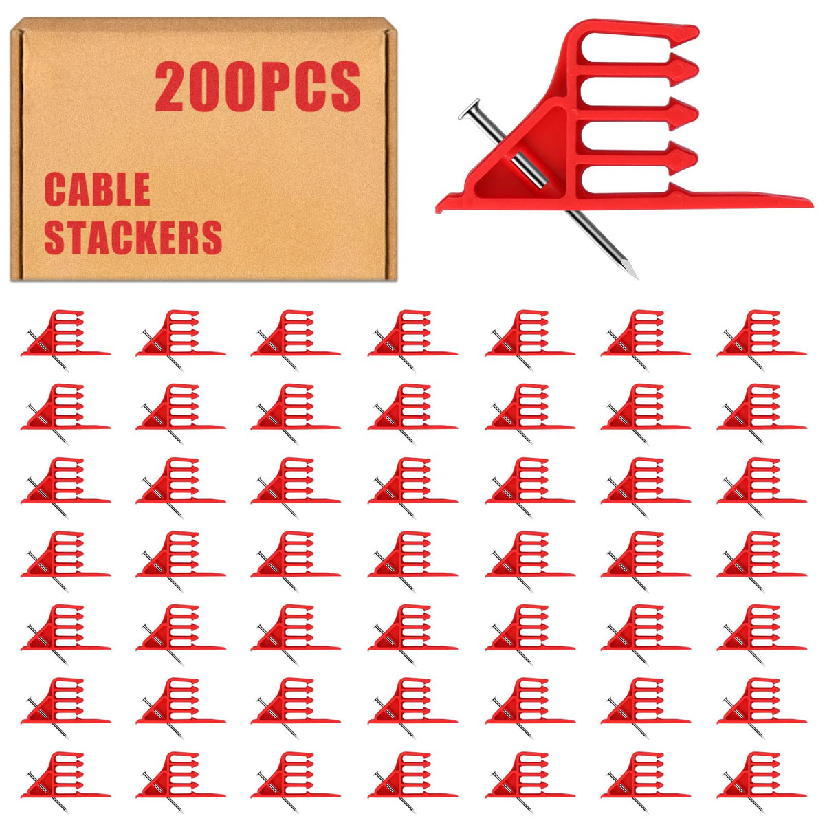 Hedday 200Pcs Cable Stackers pack for neat, secure cable organization.