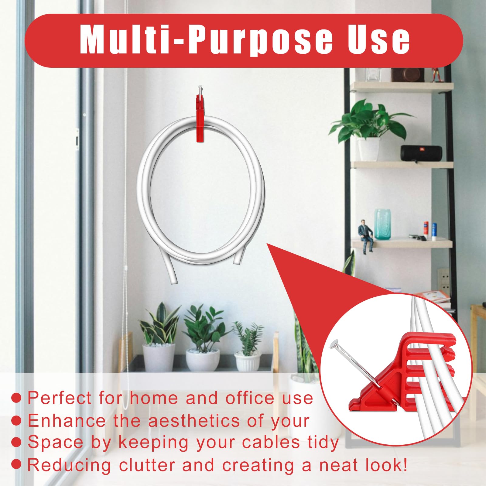 Hedday elastic cable holder in action gripping varying thickness cables.