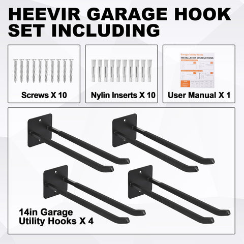 Heevir 14-inch hook demonstrates space-saving storage for bulky items.