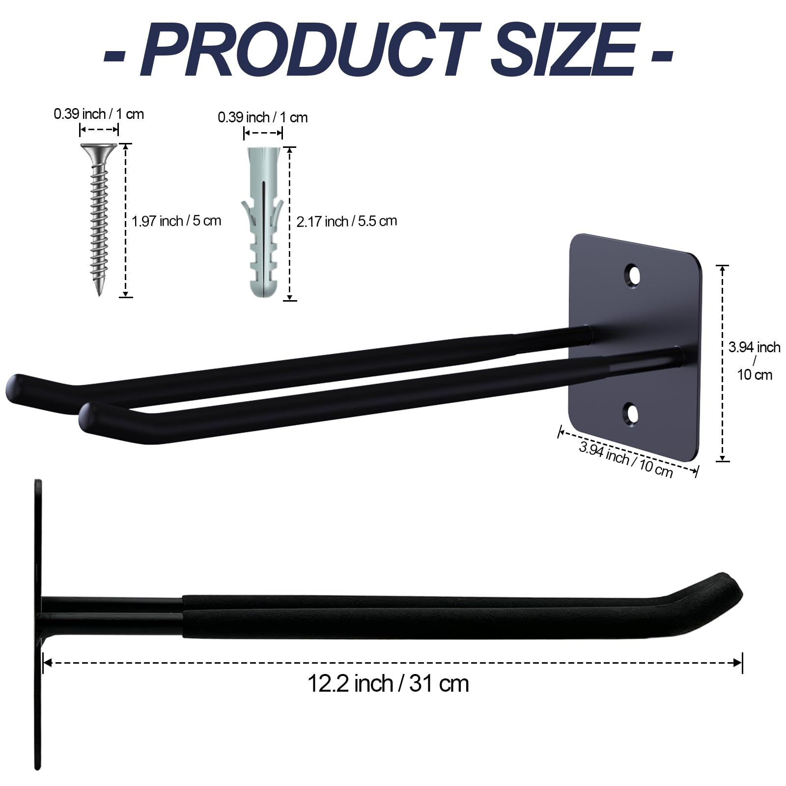 Heevir garage hook demonstrating ladder hanging for space savings.