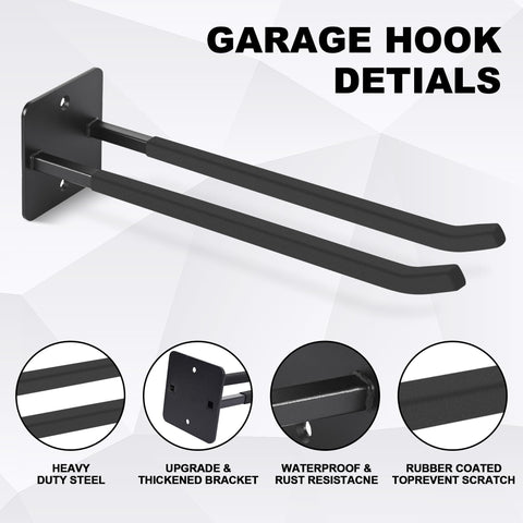 Heevir heavy-duty hook with rubber coating protects surfaces.