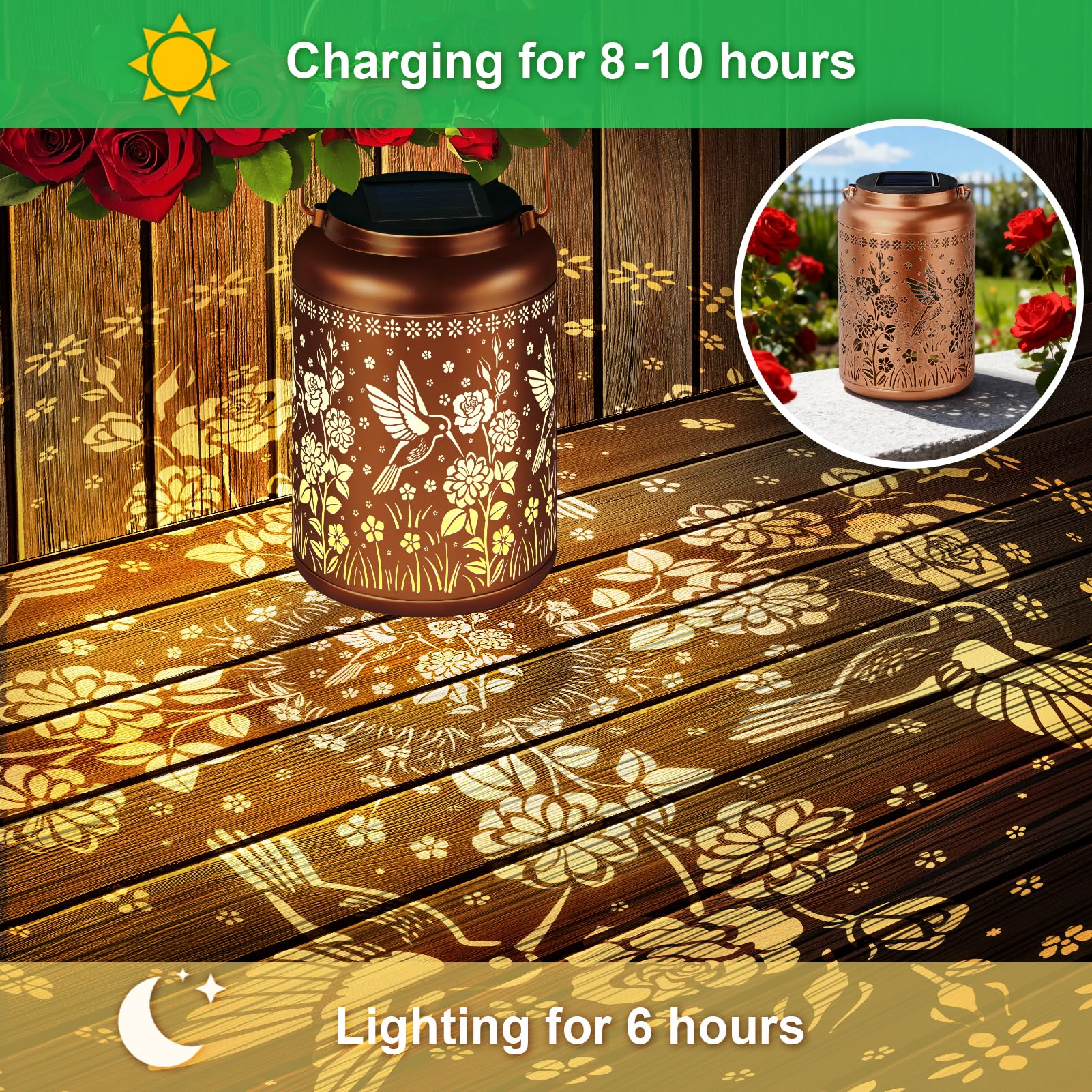 HEGUD hanging solar lantern for patio creates cozy walkway lighting