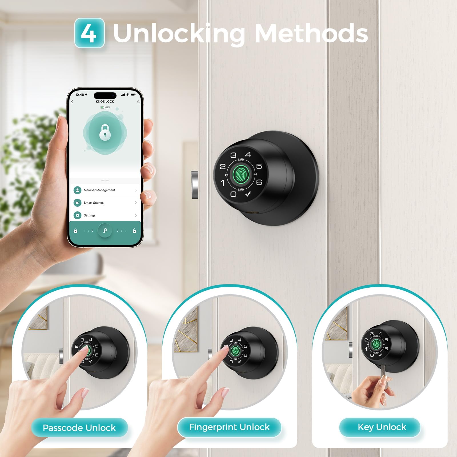 HEI LIANG biometric lock close-up with matte black finish