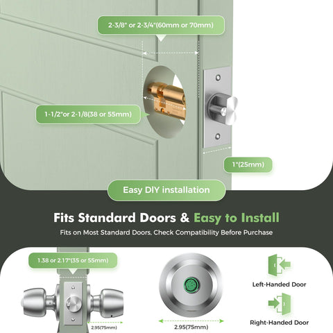 HEI LIANG US standard door installation on wooden or metal door.