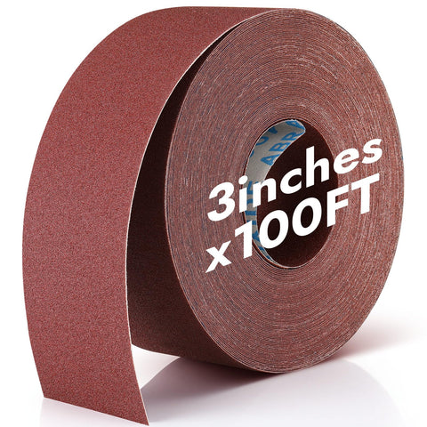 Heigble 120‑grit sandpaper roll image for 3x100ft woodworking prep.