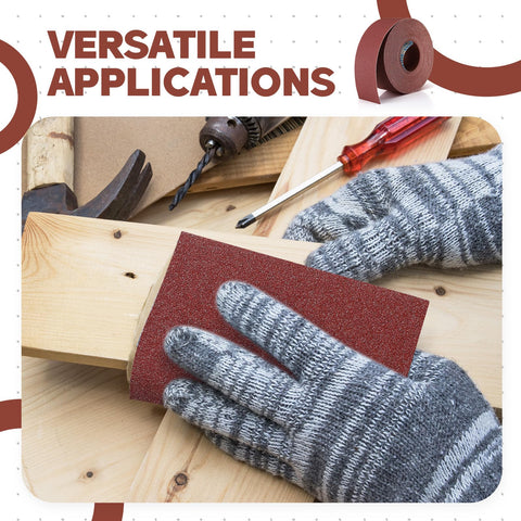 Heigble drum-sander compatible roll ready for palm sanders and blocks.