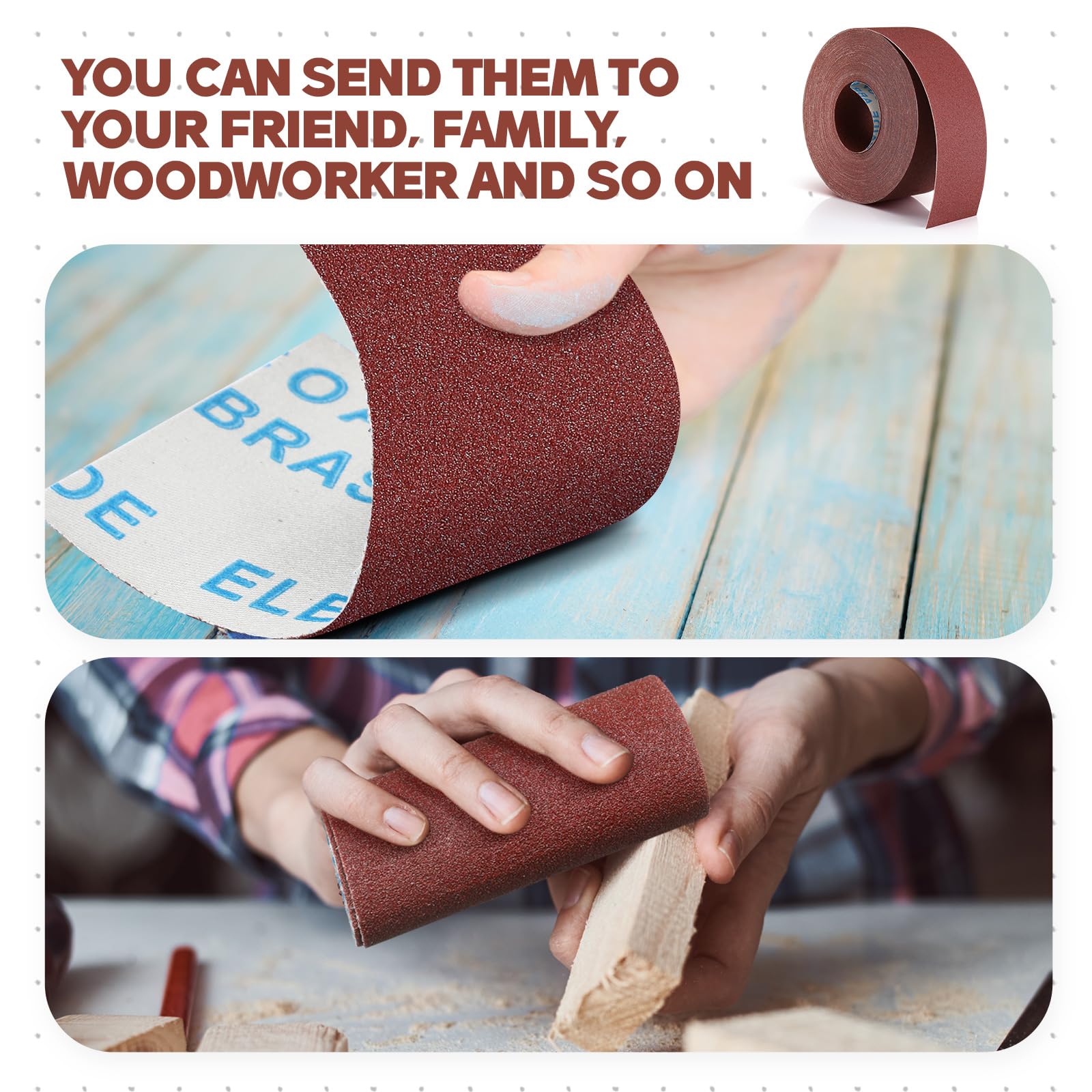 Heigble sanding roll ideal for smoothing wood furniture finishes.