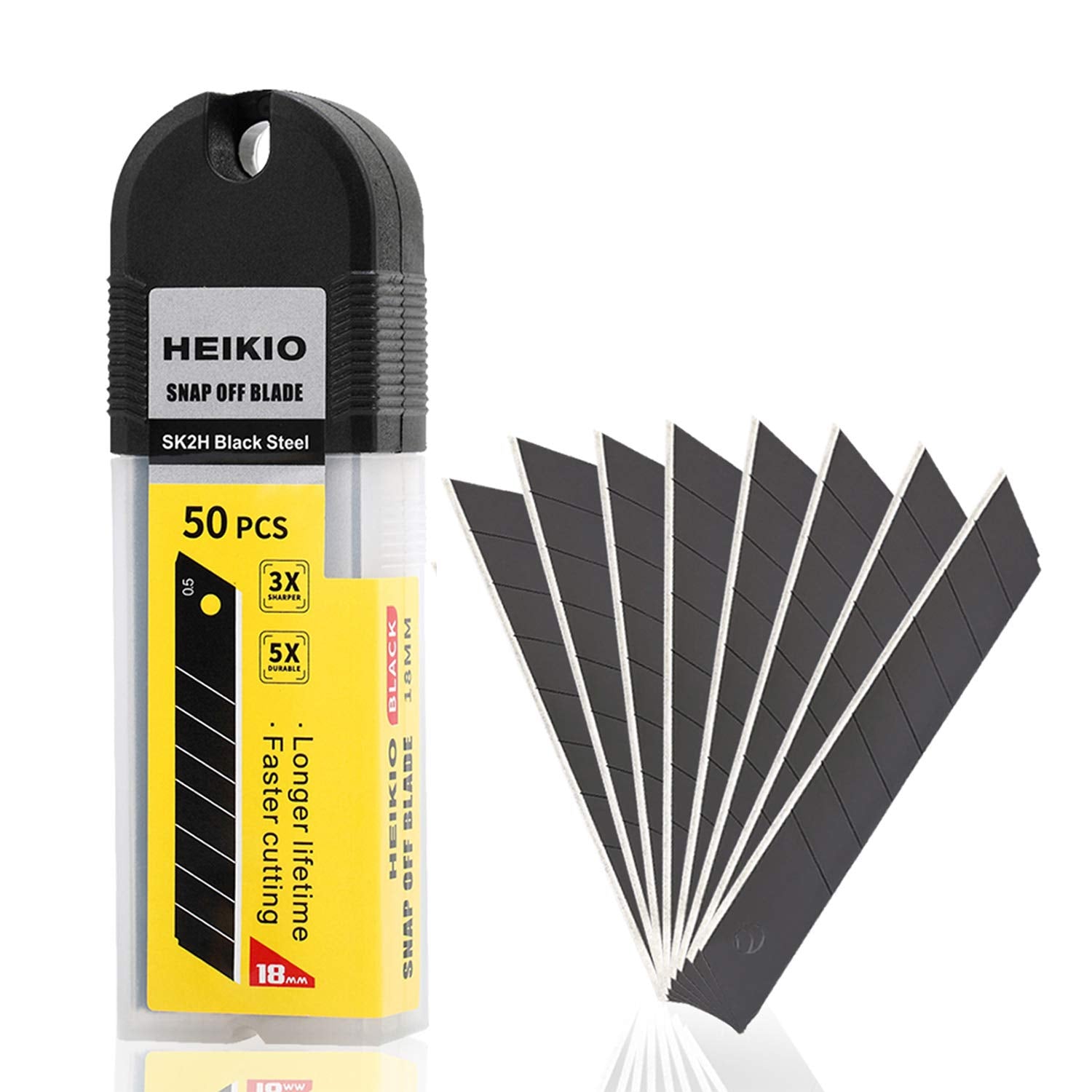 HEIKIO 18mm snap-off blades pack for quick, precise everyday cutting.