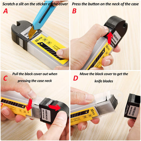 HEIKIO black carbon steel blades offer lasting durability for tough cuts.