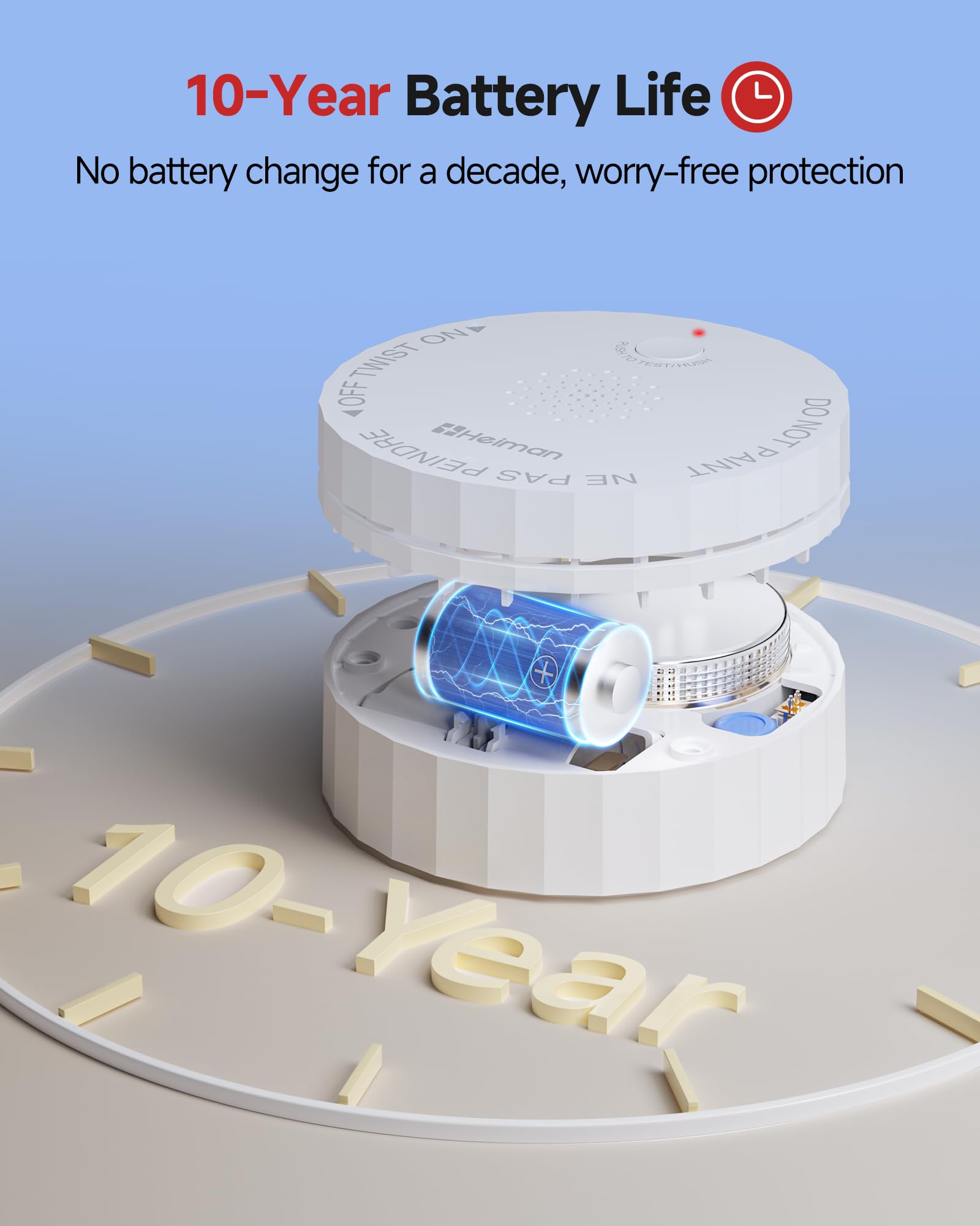 HEIMAN smoke detector 85 dB buzzer for clear alerts at distance