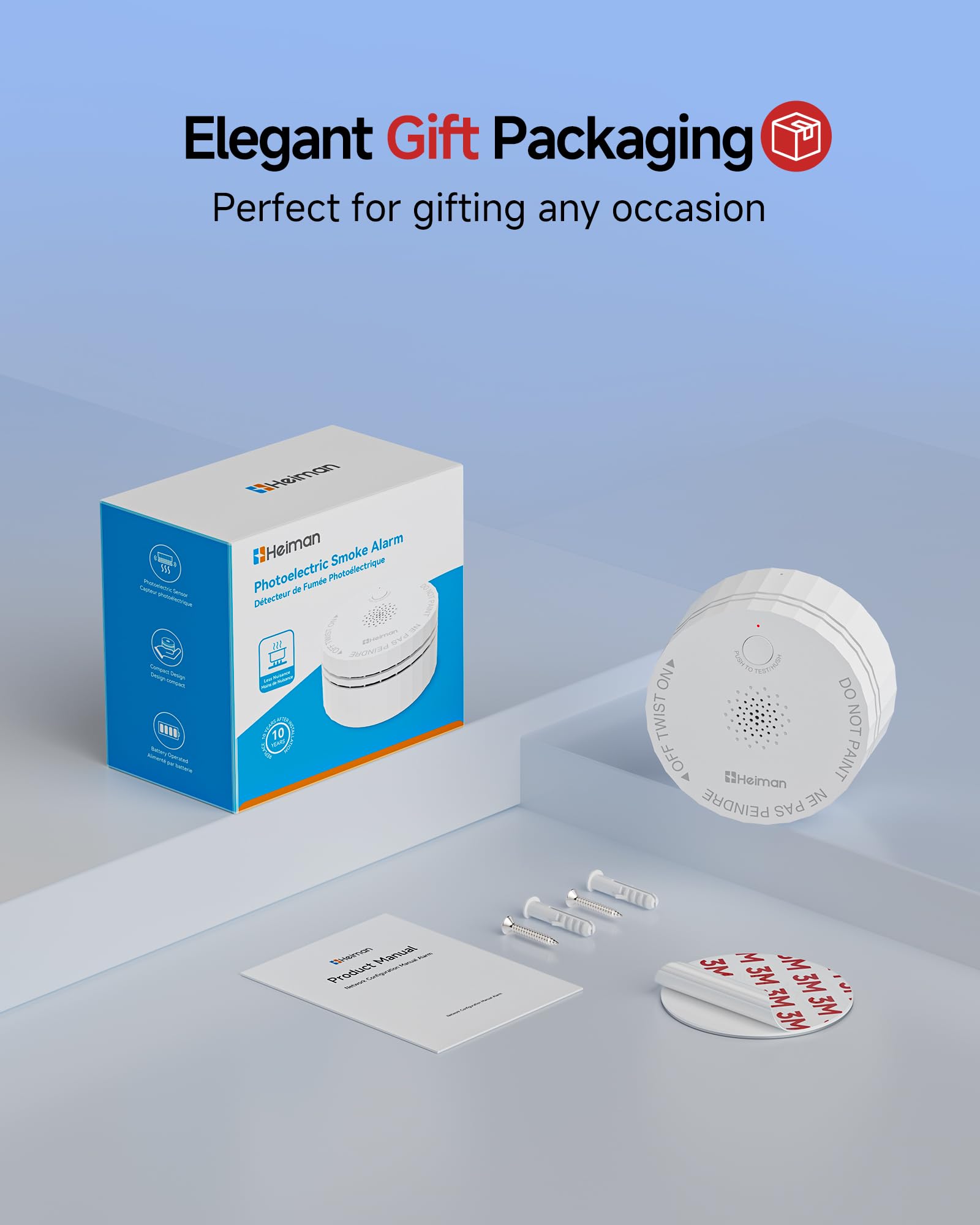 HEIMAN smoke detector LED indicators show faults and low battery clearly