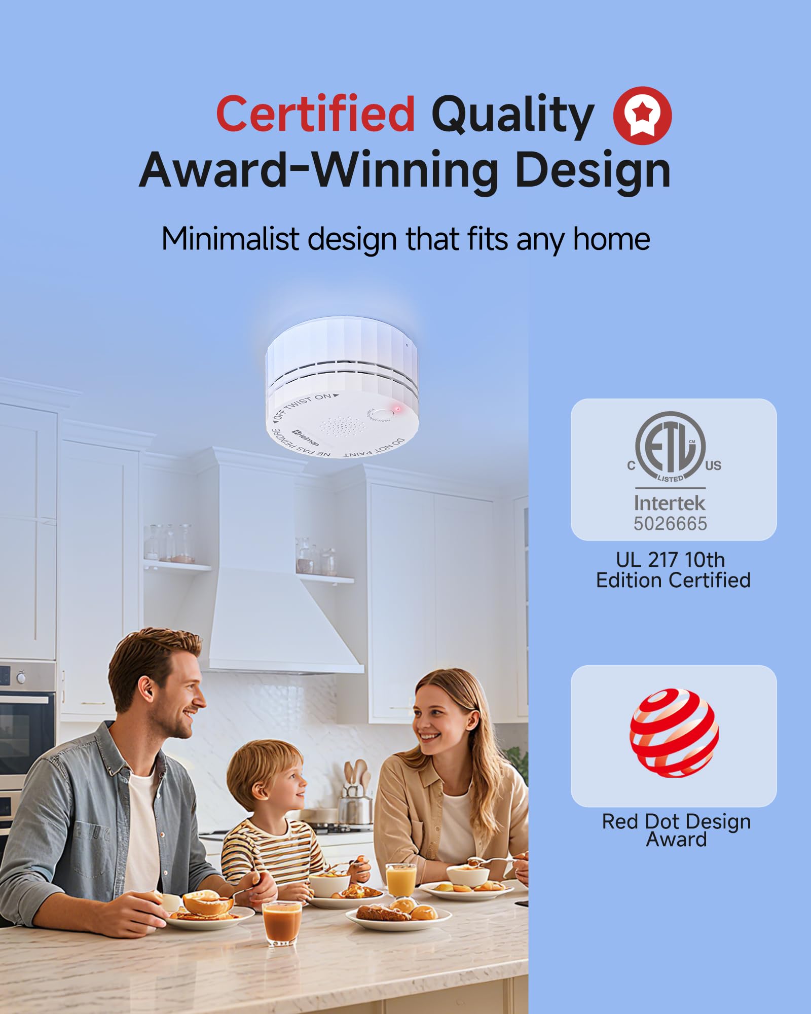HEIMAN smoke detector Test Silenced button demonstrating easy control