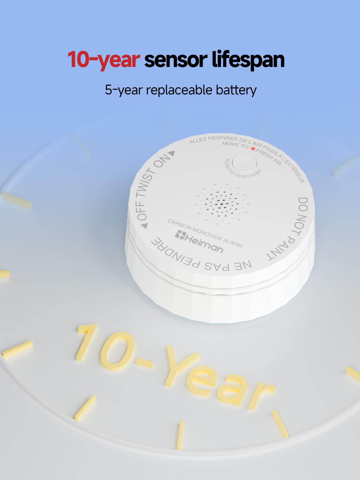 HEIMAN CO detector easy to mount on wall or desk.