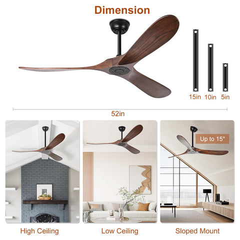 Heimo 52-inch no-light indoor fan in a living room setting.