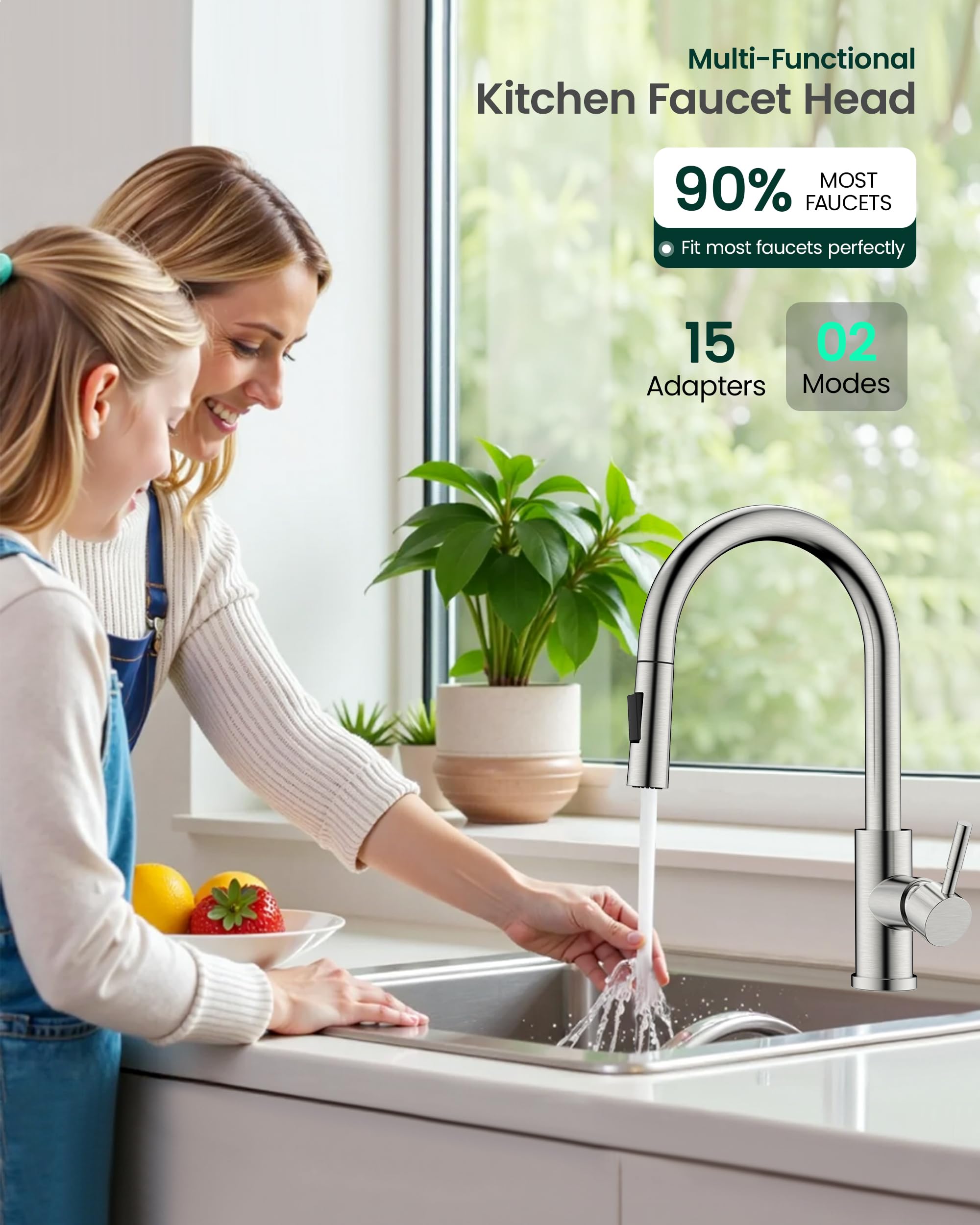 HEISOK with 15 adapters enabling universal faucet compatibility