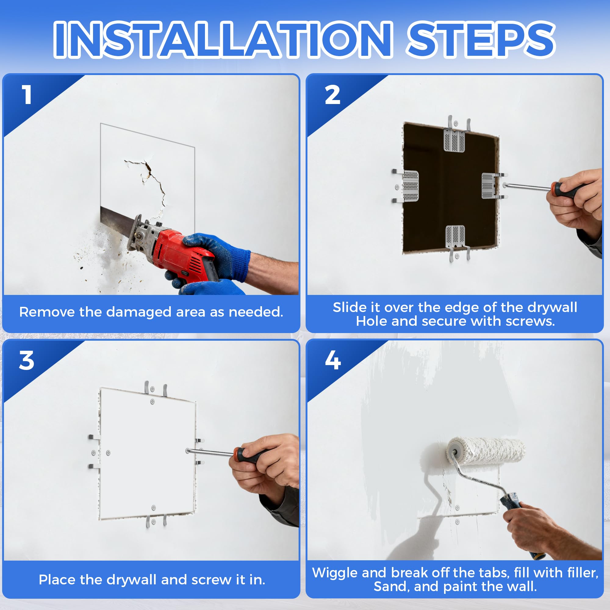 HEIWUKONG install-drywall-clip-step-by-step demonstrates easy DIY use.