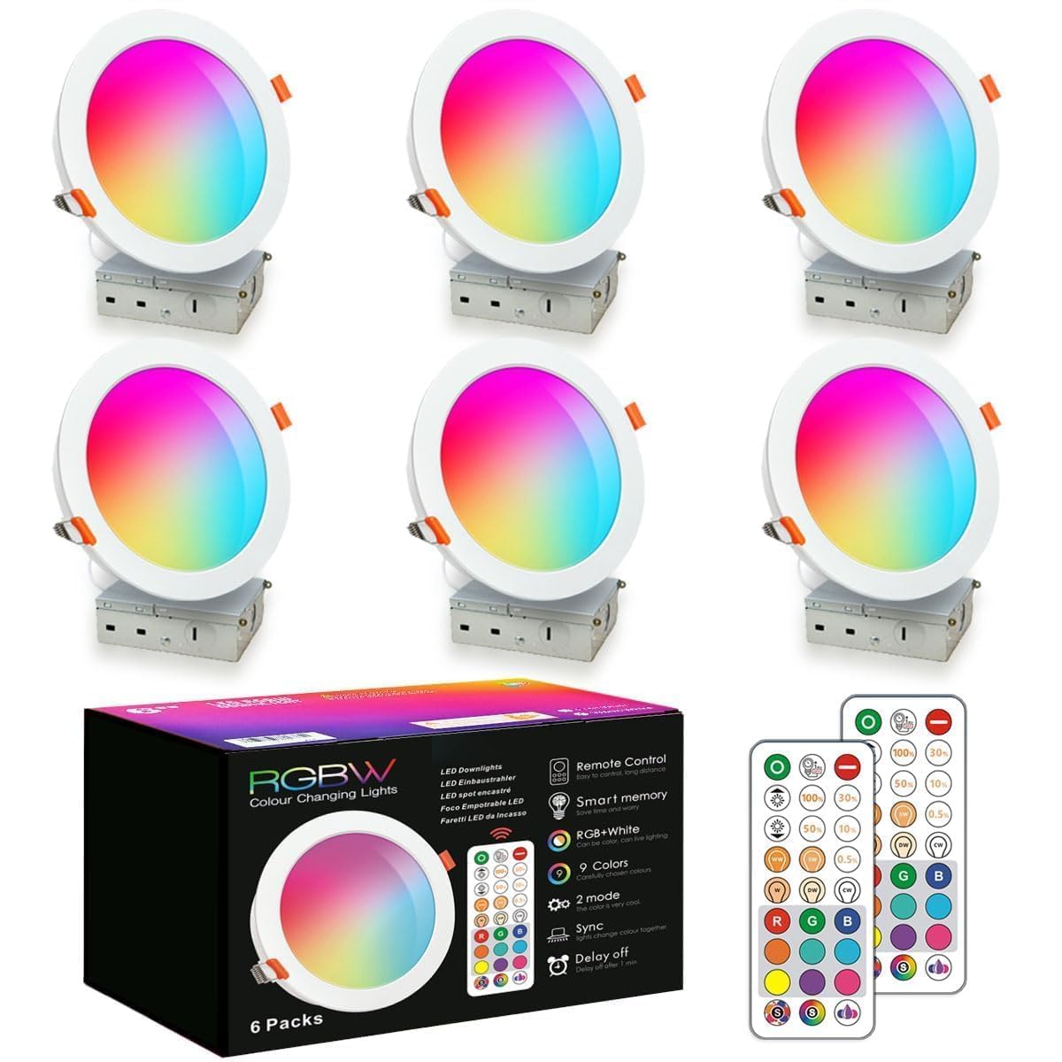 HEKEE color-changing recessed downlights six-pack for versatile ambiance
