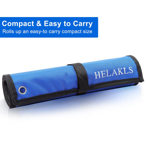 HELAKLS heavy-duty canvas 600D fabric and durable construction in blue.
