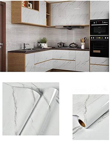 HELLKIT marble wallpaper used for a craft project on furniture