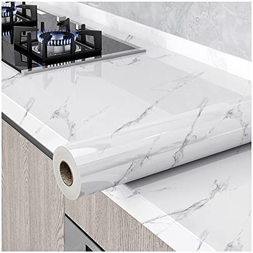 HELLKIT glossy marble wallpaper roll in gray and white for a quick room refresh