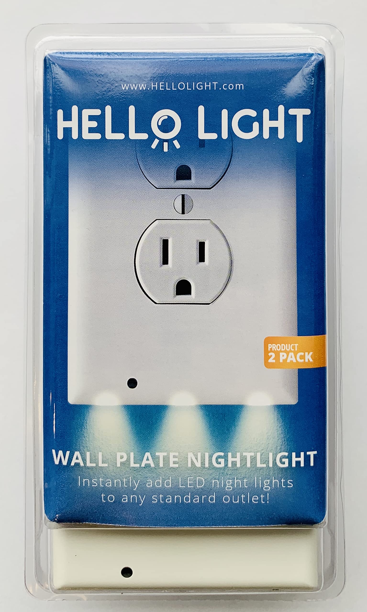 Hello Light bulb-free night light uses built-in LEDs for soft illumination.