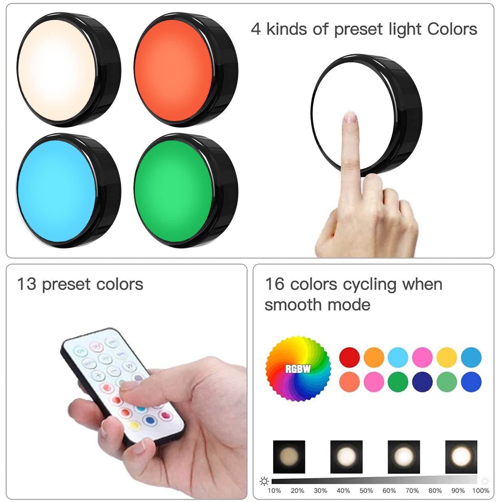 HELPLEX dimmable puck light lets you customize brightness.