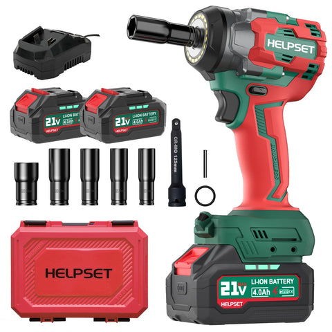 HelpSet cordless impact wrench with 1/2 inch drive and 650Nm torque for heavy tires