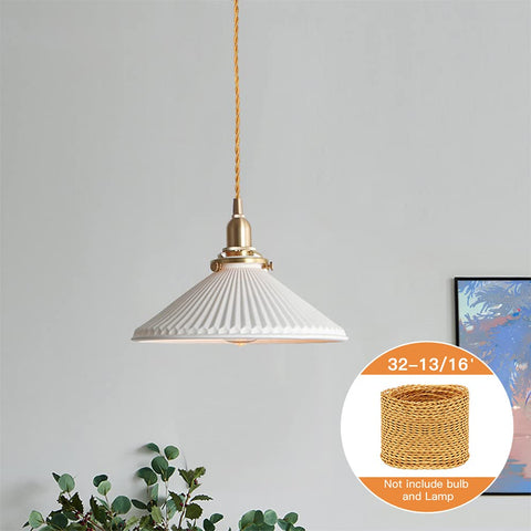 Helunsi gold lamp cord with soft fabric cover for flexible, safe electrical connections.