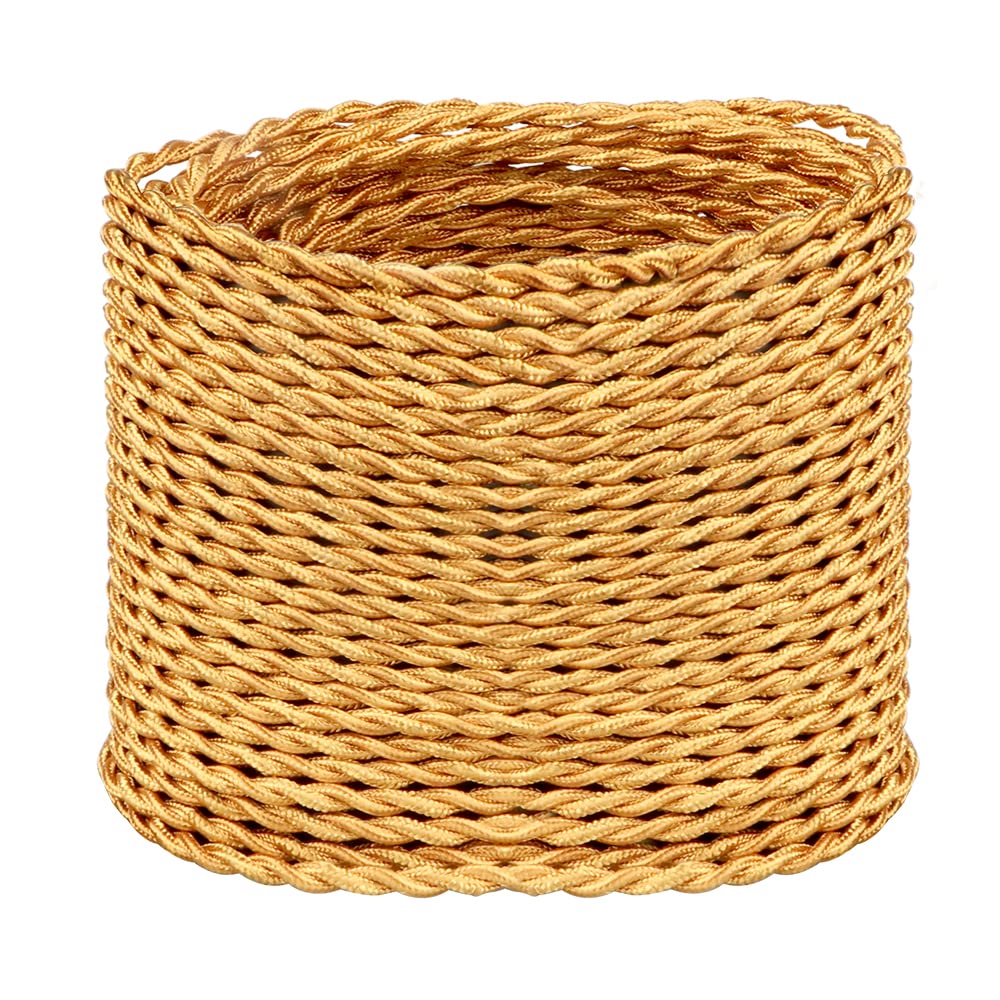 Helunsi gold twisted cloth covered wire for vintage lighting projects with stylish retro appeal.