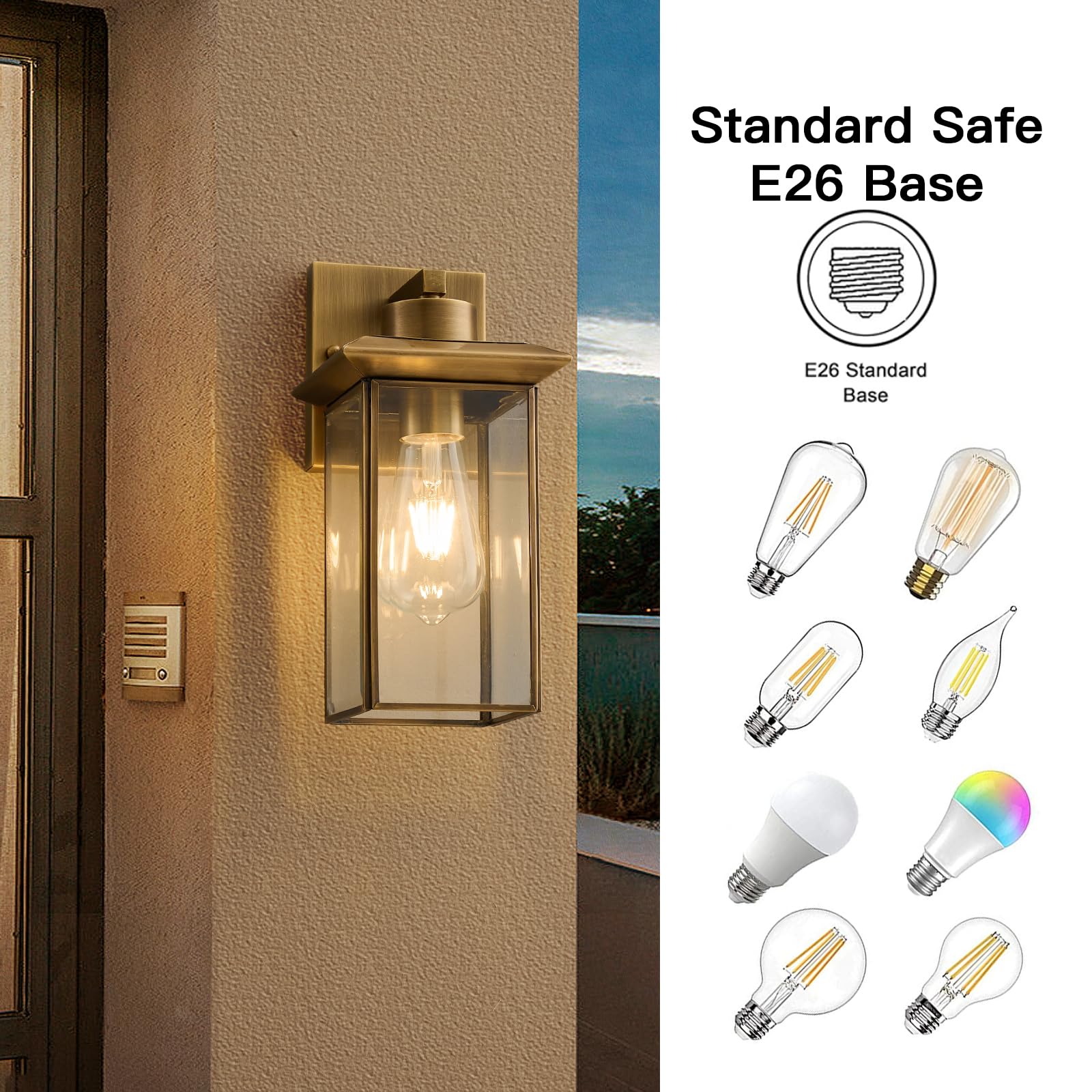 Hemali brass outdoor wall light 2-pack display suitable for multi-area home lighting.