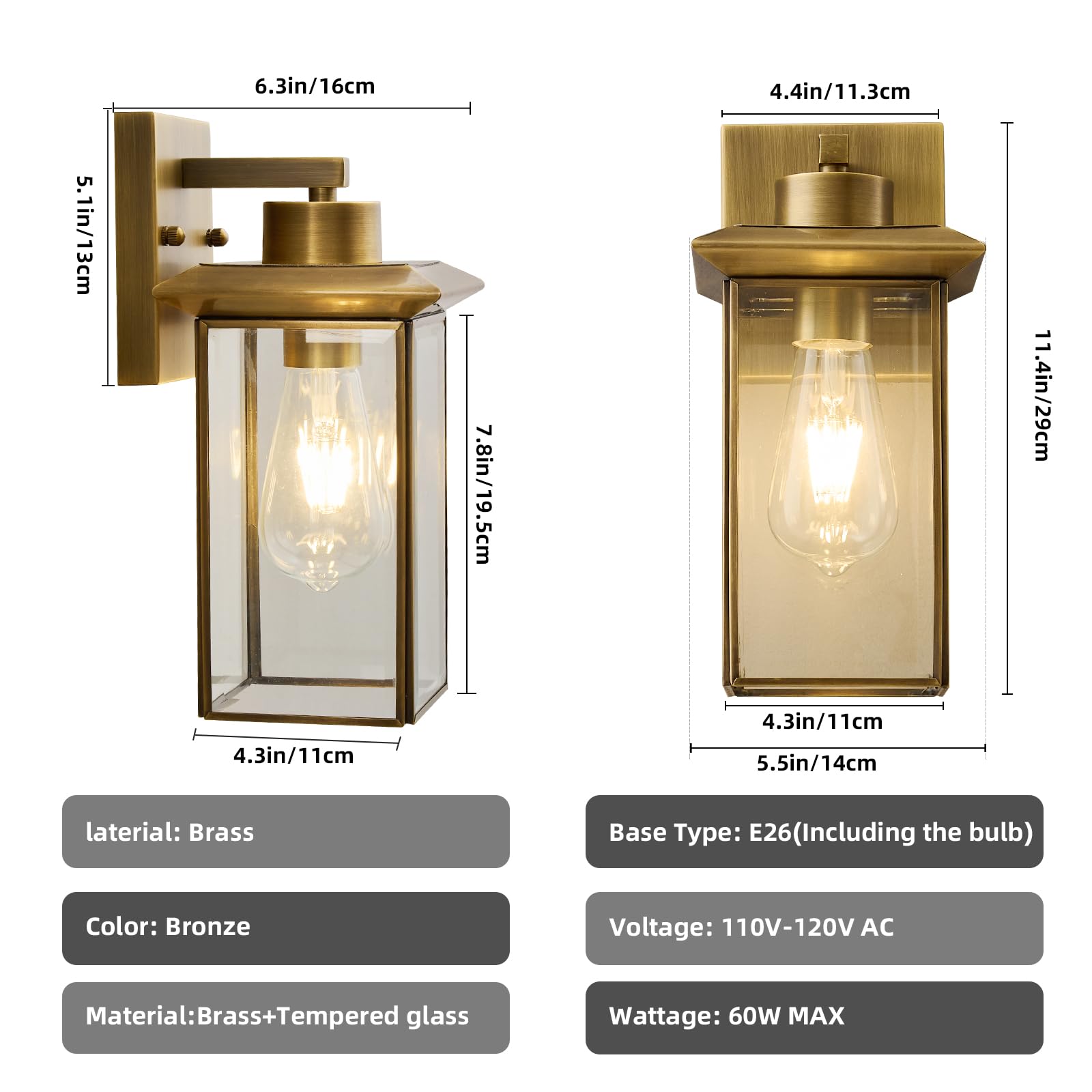 Hemali brass outdoor wall light e26 base compatibility supports versatile bulbs.