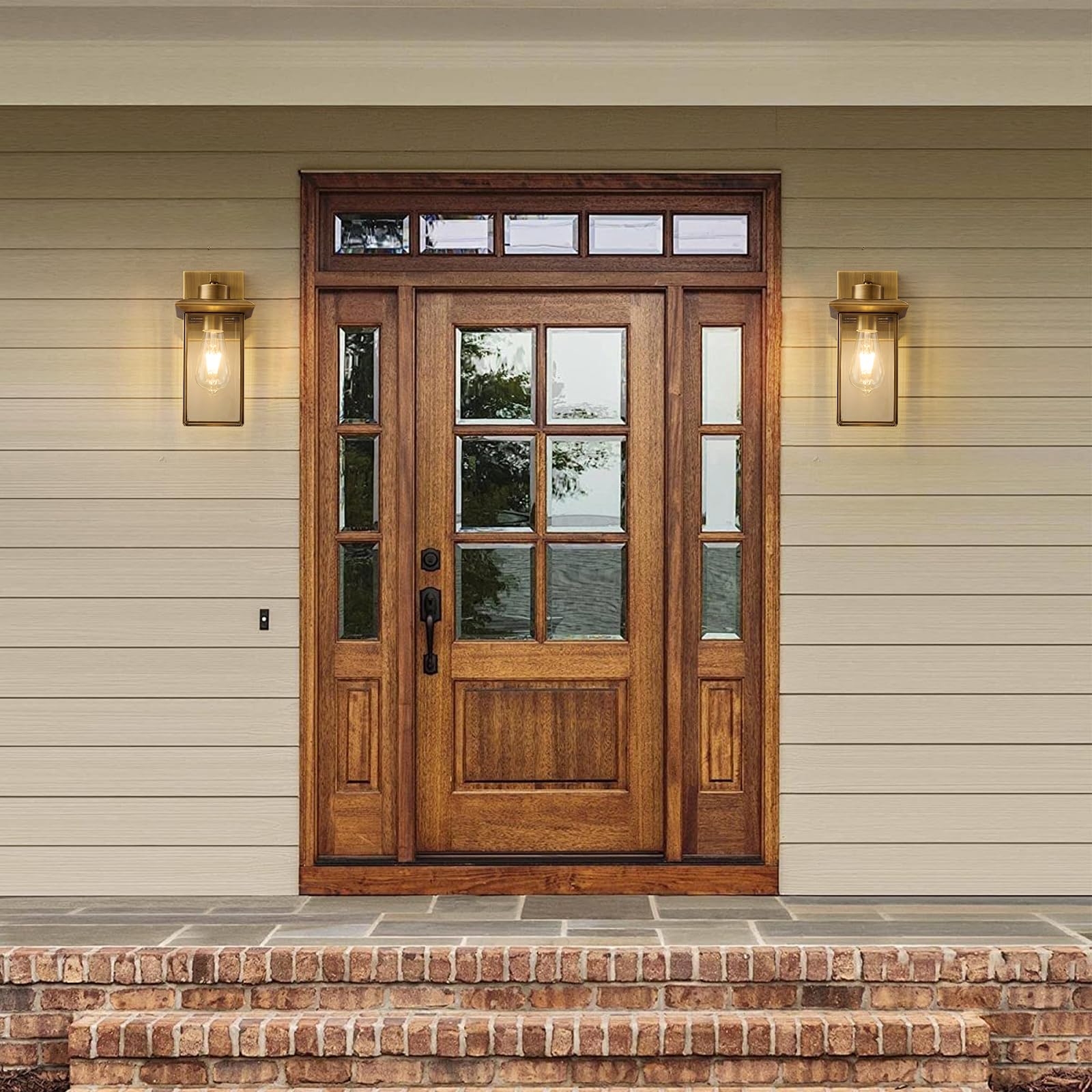 Hemali brass outdoor wall light entryway porch illumination for welcoming exterior lighting.