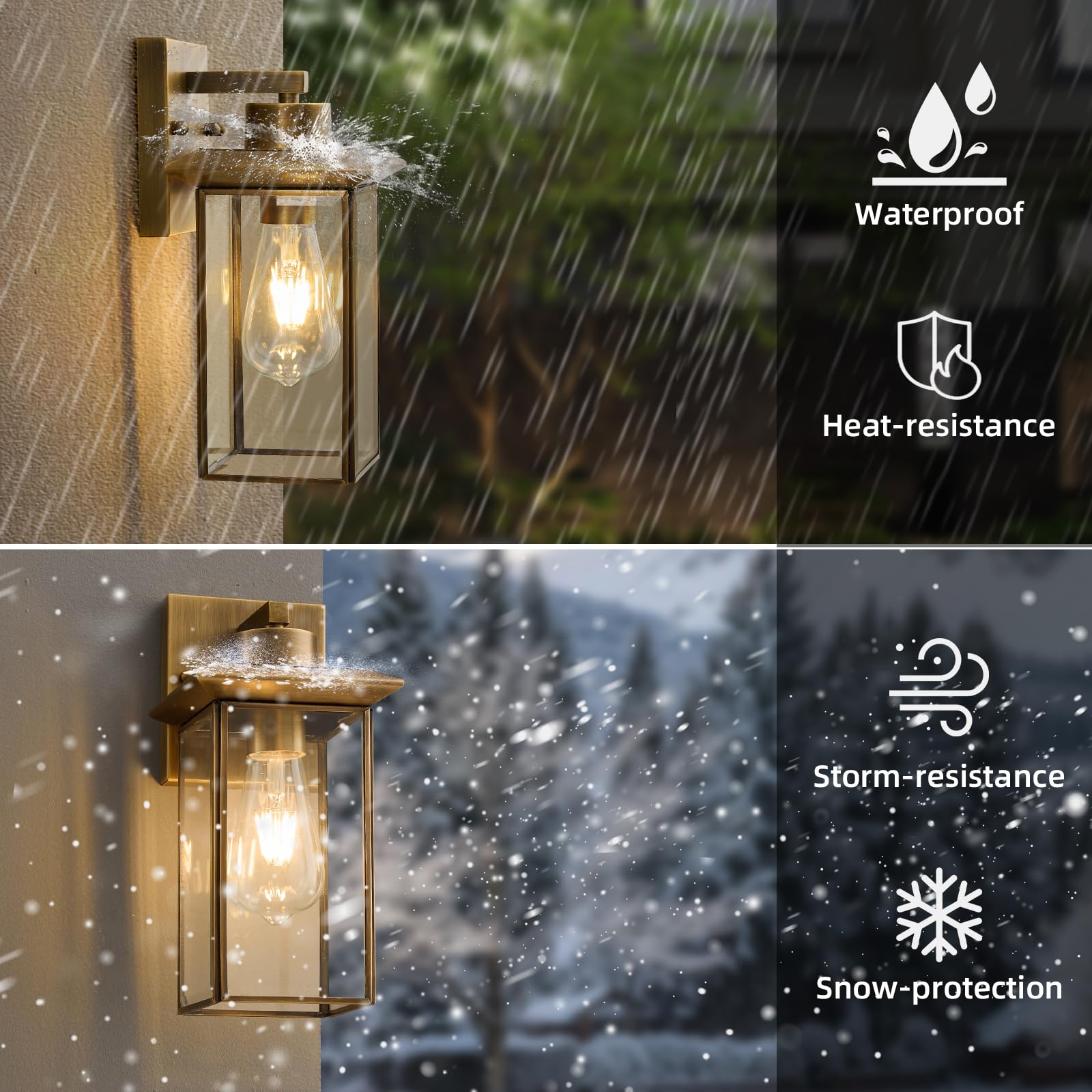 Hemali brass outdoor wall light glass shade closeup reveals refined craftsmanship and diffusion.