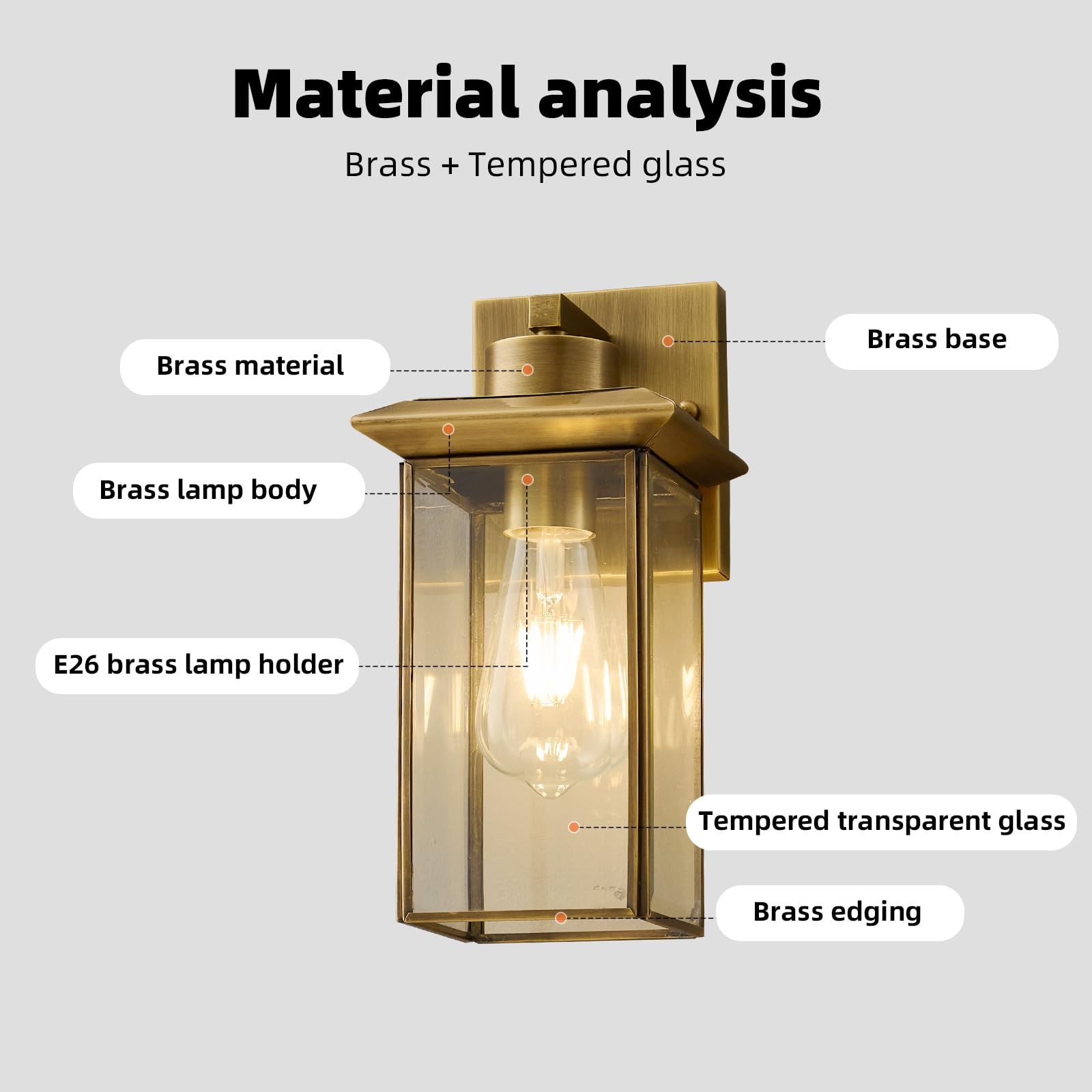 Hemali brass outdoor wall light rustproof texture emphasizes long-lasting outdoor resilience.