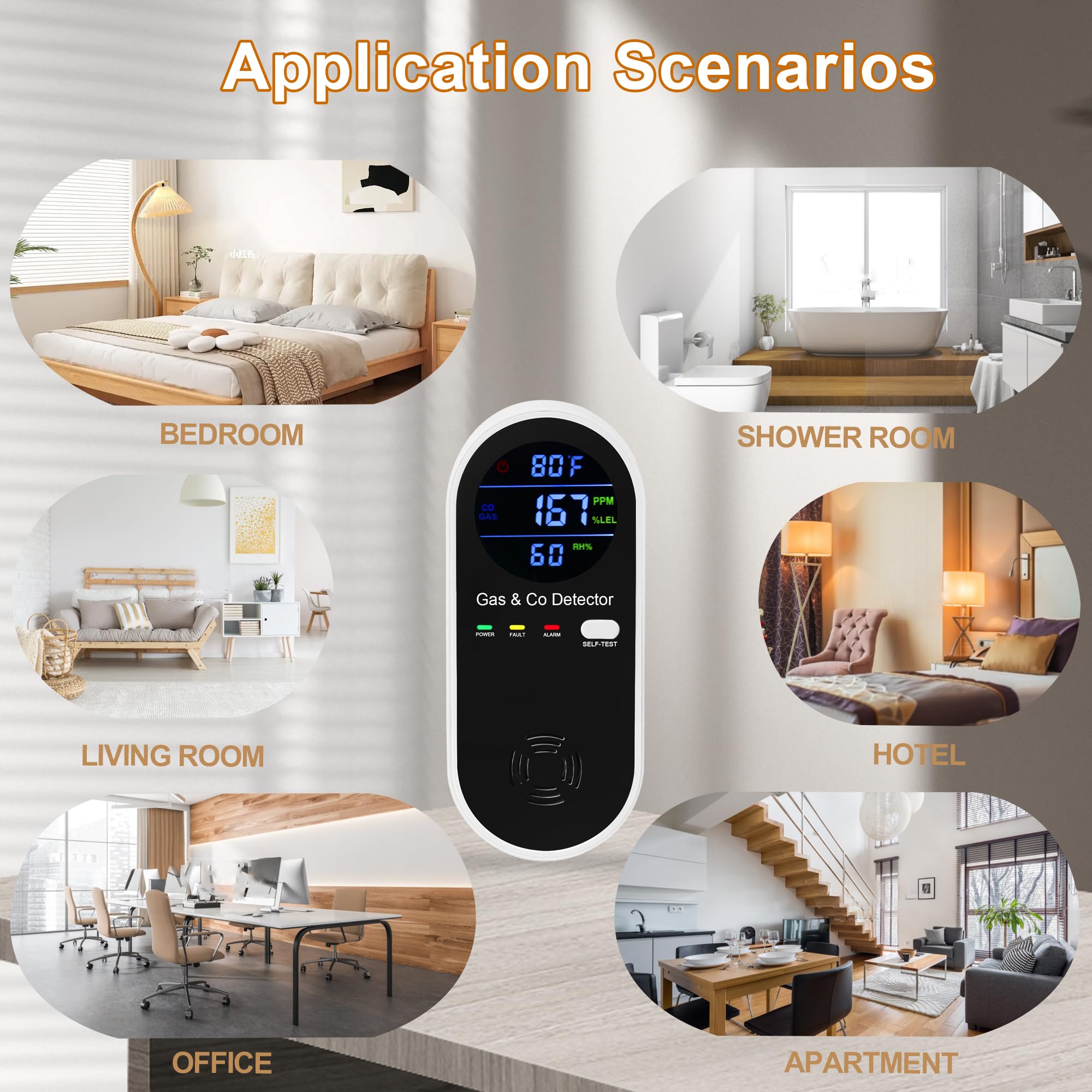 Hembisen detectors shown in home and RV scenarios for versatile safety.