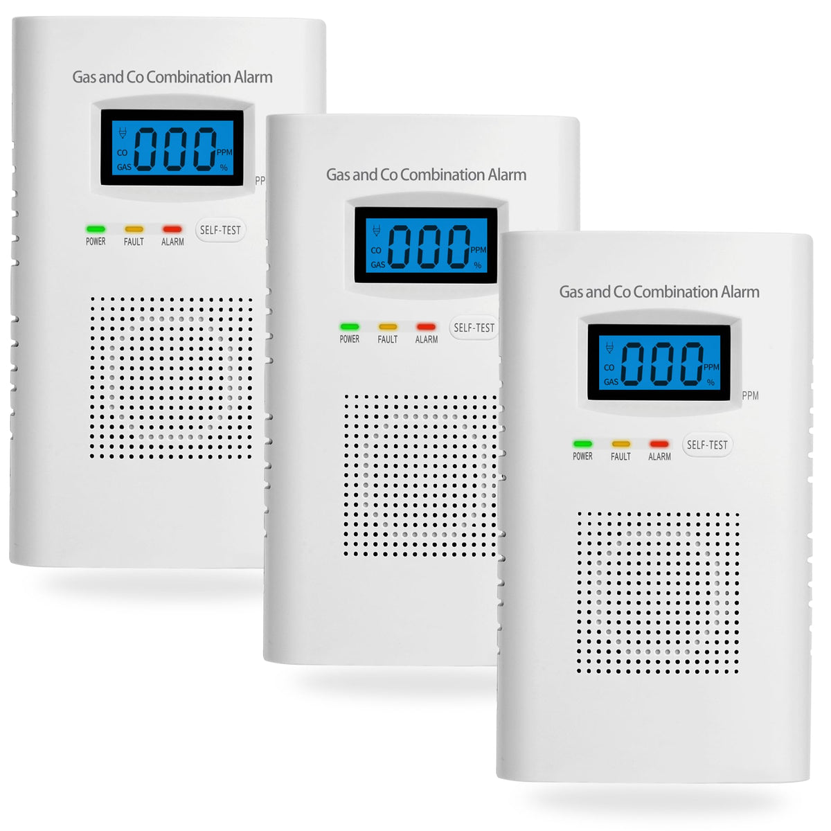Hembisen 3-pack plug-in detectors for gas and CO alerts in your home