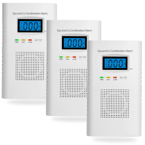 Hembisen 3-pack plug-in detectors for gas and CO alerts in your home