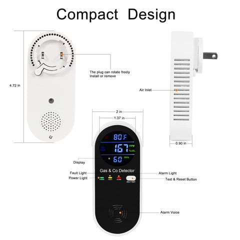 Hembisen 4-sensor technology clearly displays gas and CO readings for quick awareness.