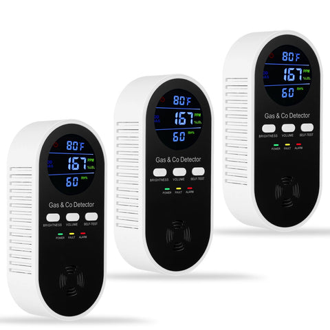 Hembisen 5-in-1 detector with AC plug shows real-time gas and CO readings.