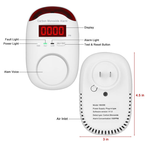 Hembisen CO detector with 85dB alarm to prompt quick response.