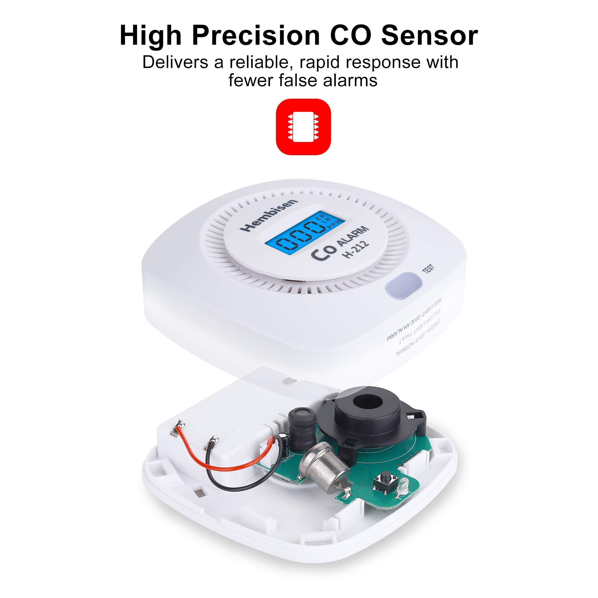 Hembisen 3-pack battery-operated CO alarms ready for restaurant deployment.